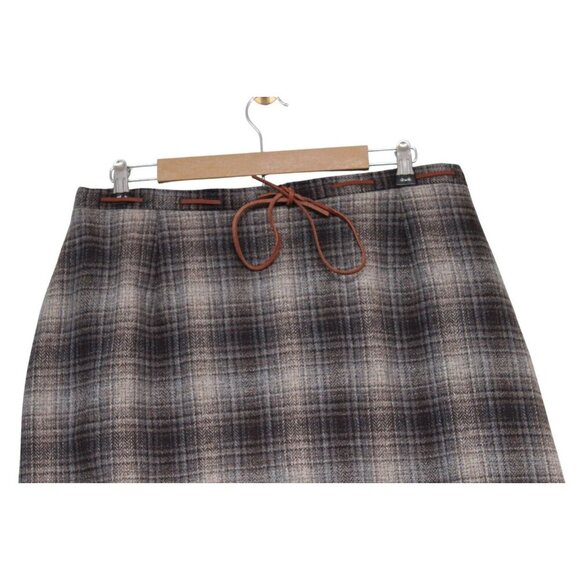 Vintage Maxi Skirt Size 16 Flannel Blanket Wool Blend Plaid Fringe Outdoor Boho - Picture 2 of 14